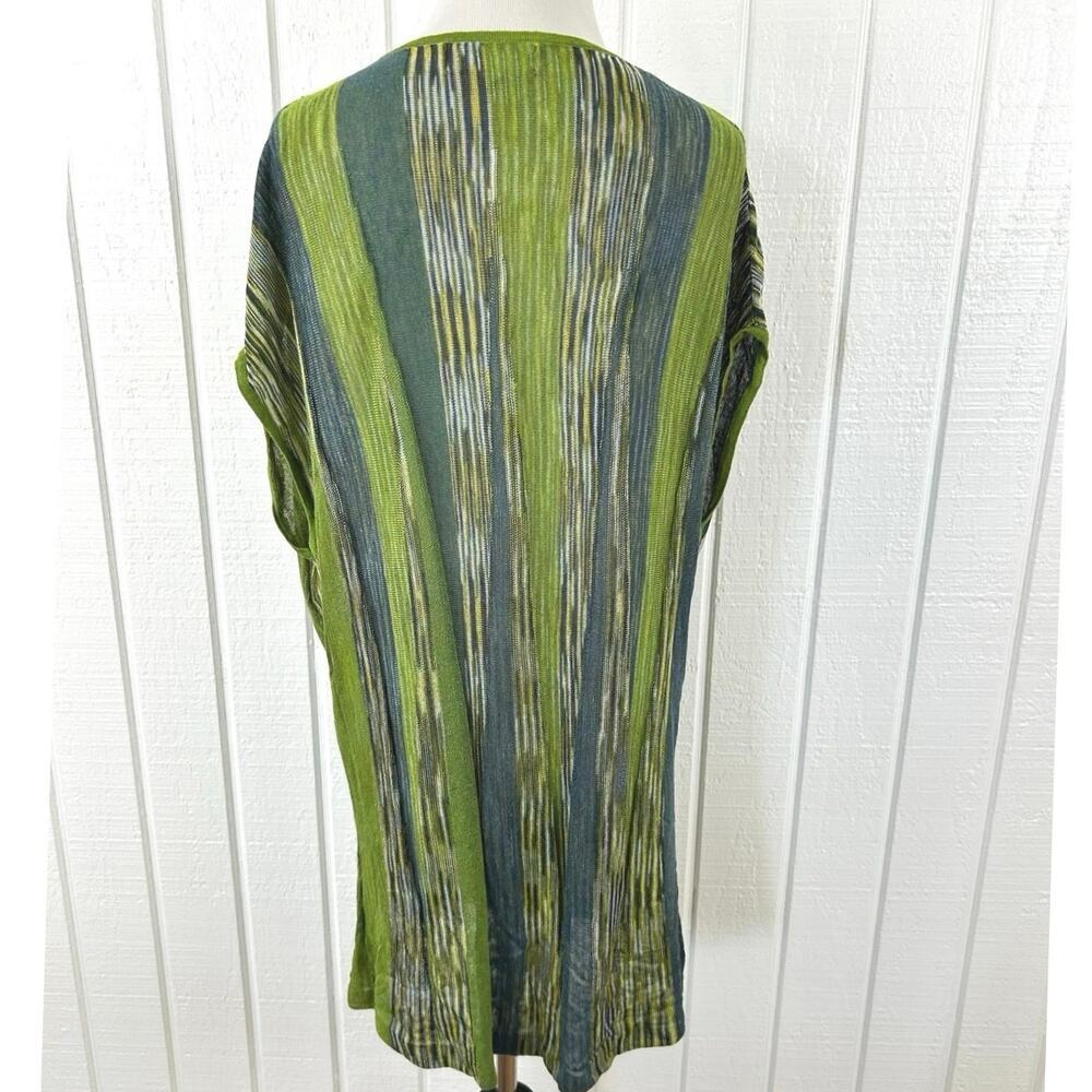 Jones New York Collection XL Green Blue Striped Knit Tunic Top Dolman Artsy - Picture 7 of 8